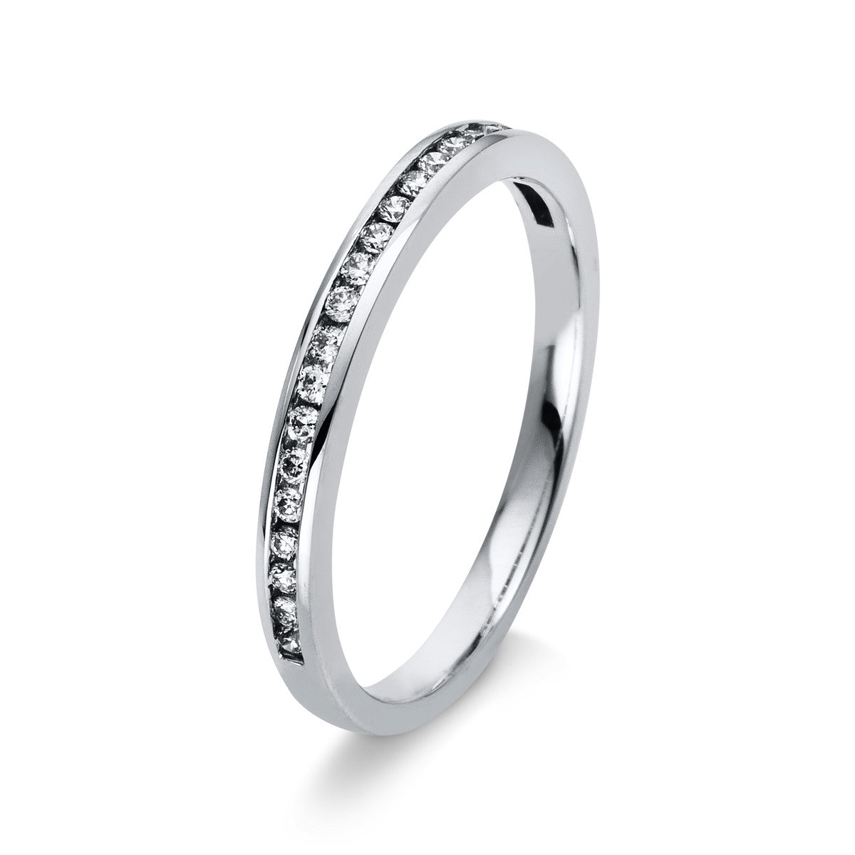 diamond full cut  eternity half ring in white gold