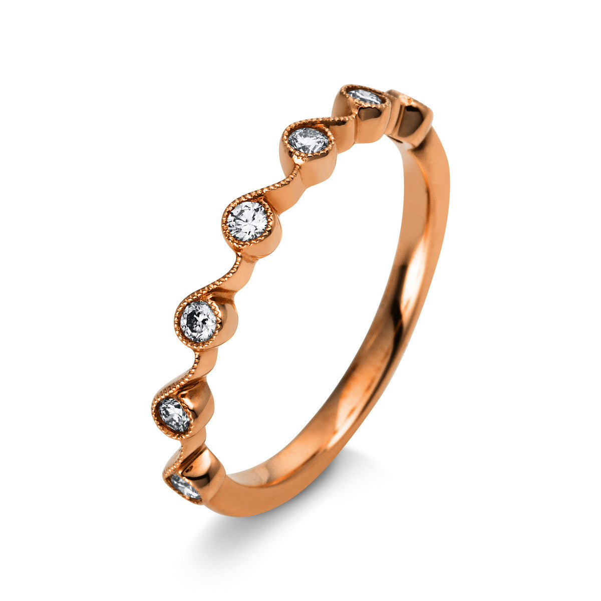 diamond full cut  modern woman ring in red gold