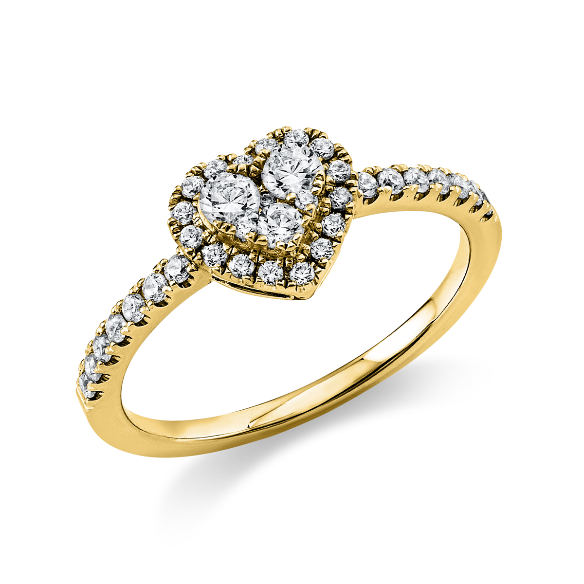 diamond full cut  illusion classic ring in yellow gold