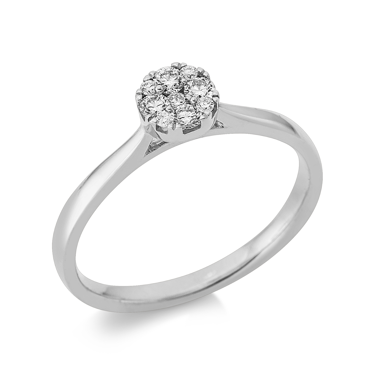 diamond full cut  illusion classic ring in white gold