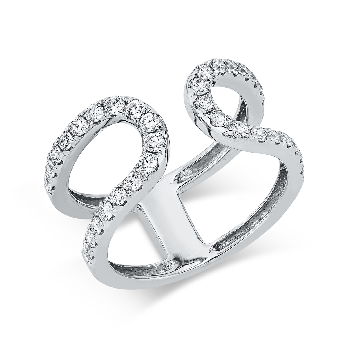 diamond full cut  modern woman ring in white gold