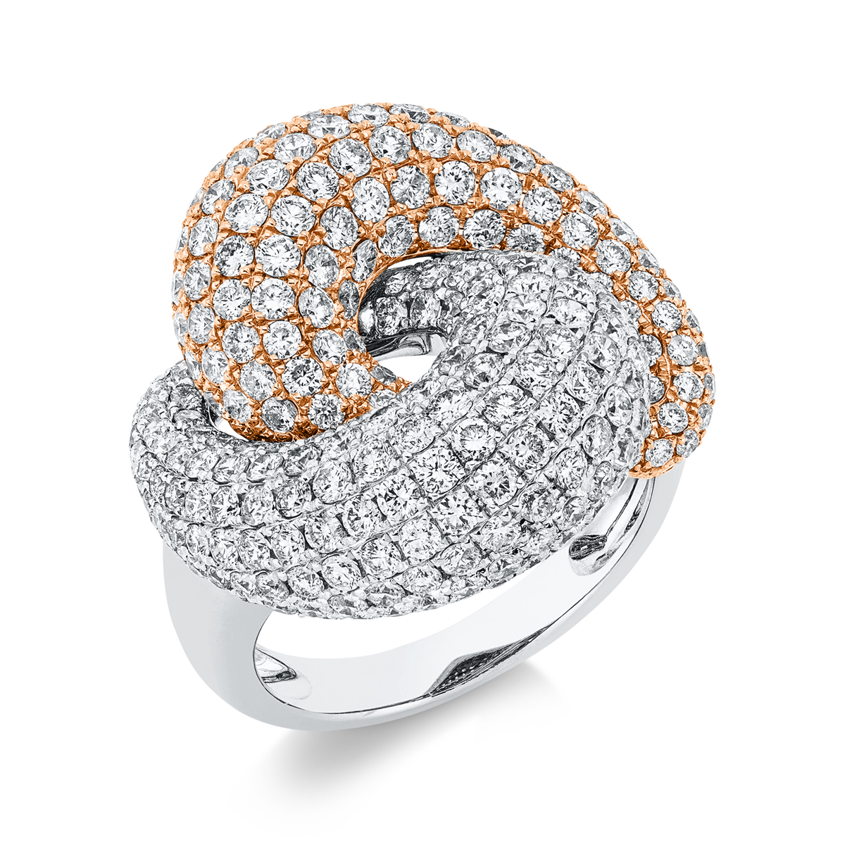 diamond full cut  multi-stone ring in whitegold / rosegold