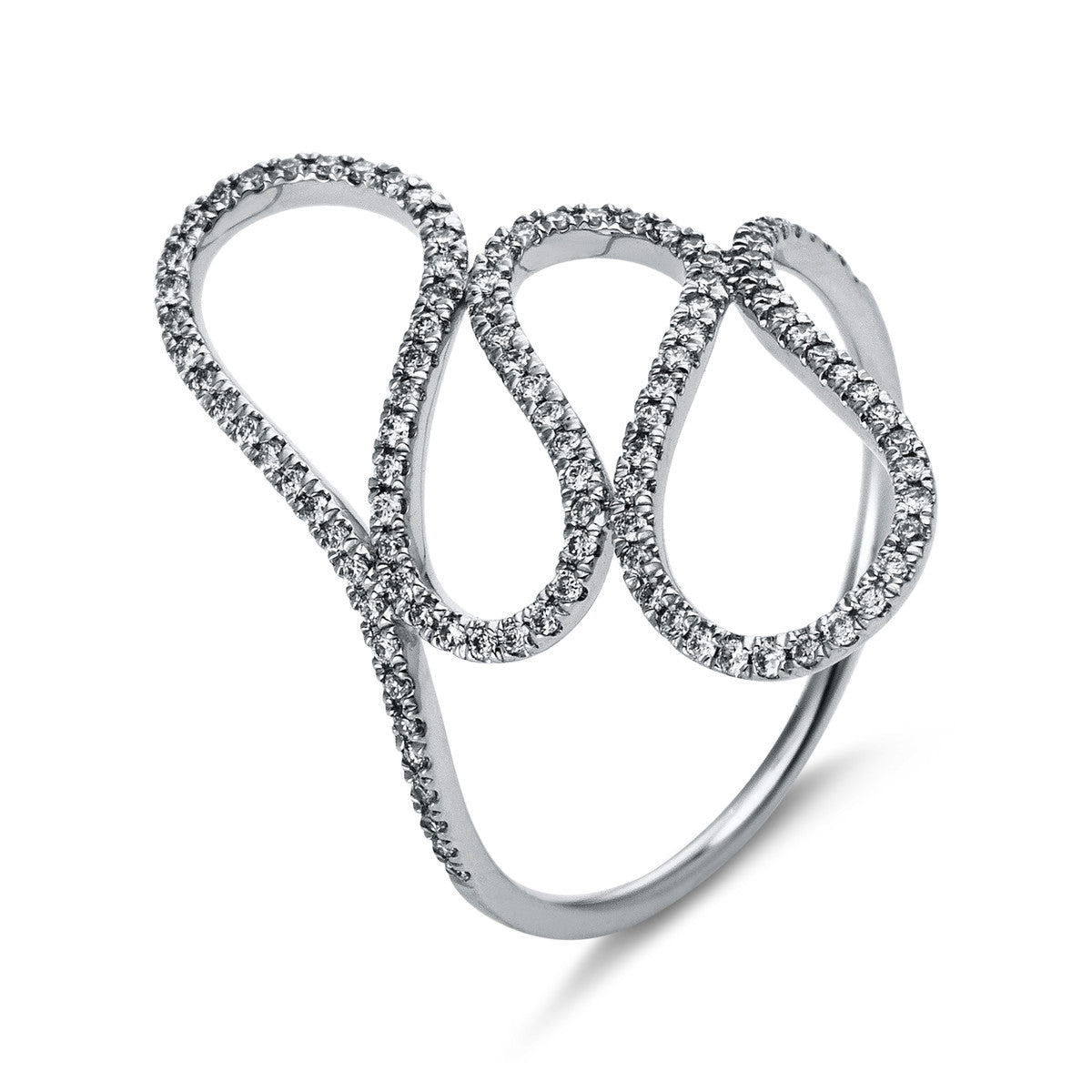 diamond full cut  modern woman ring in white gold