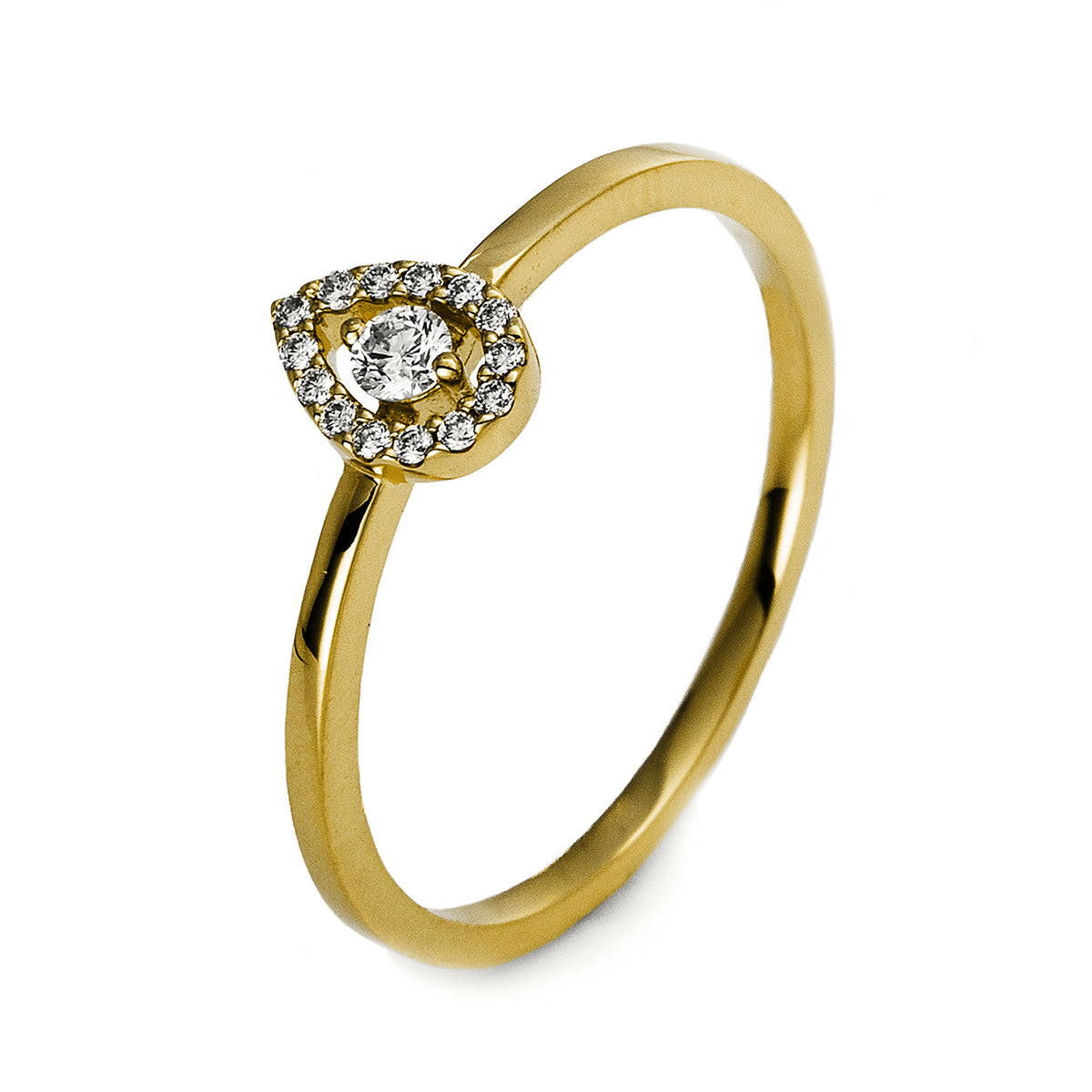 diamond full cut  solitaire with accent stones ring in yellow gold