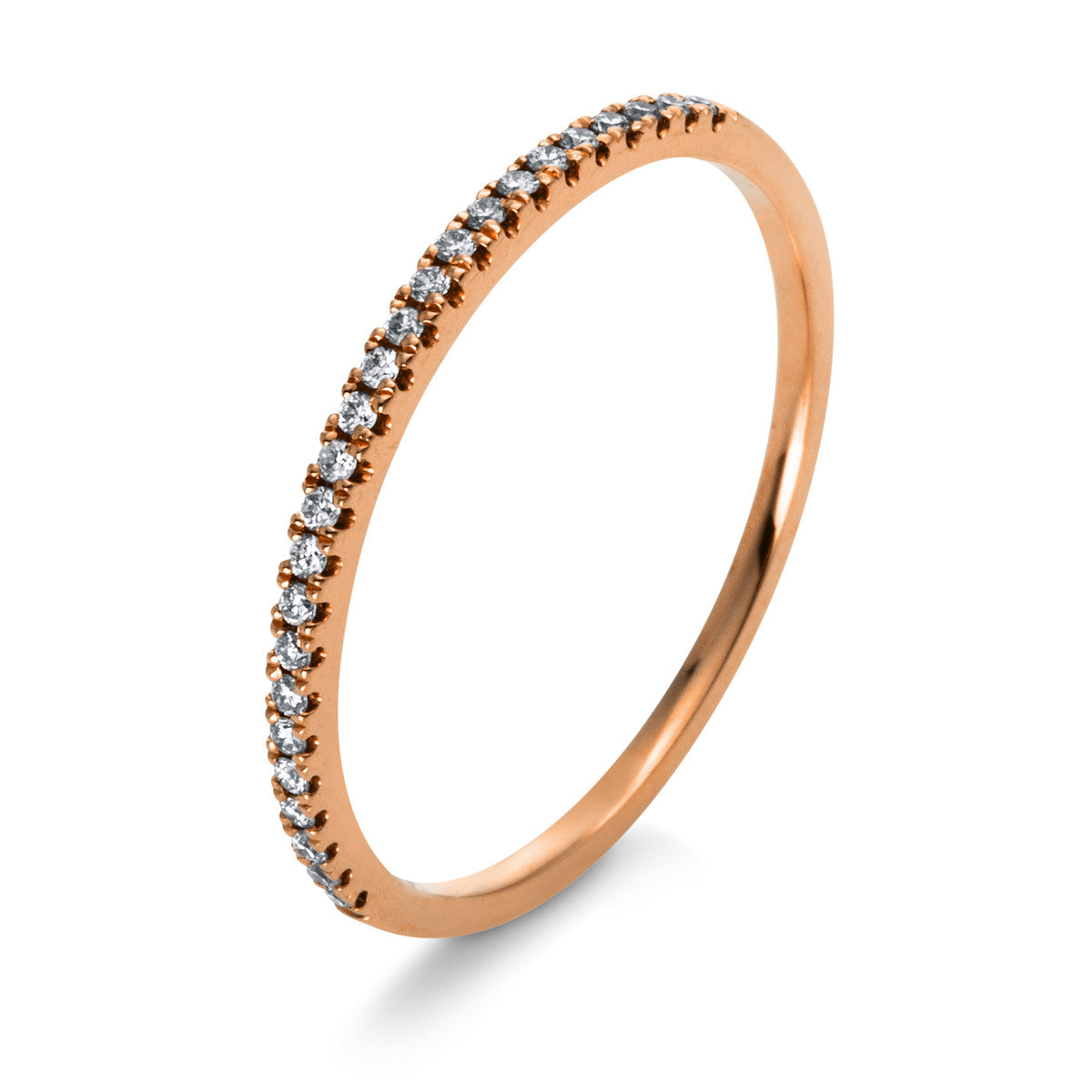 diamond full cut  eternity half ring in red gold