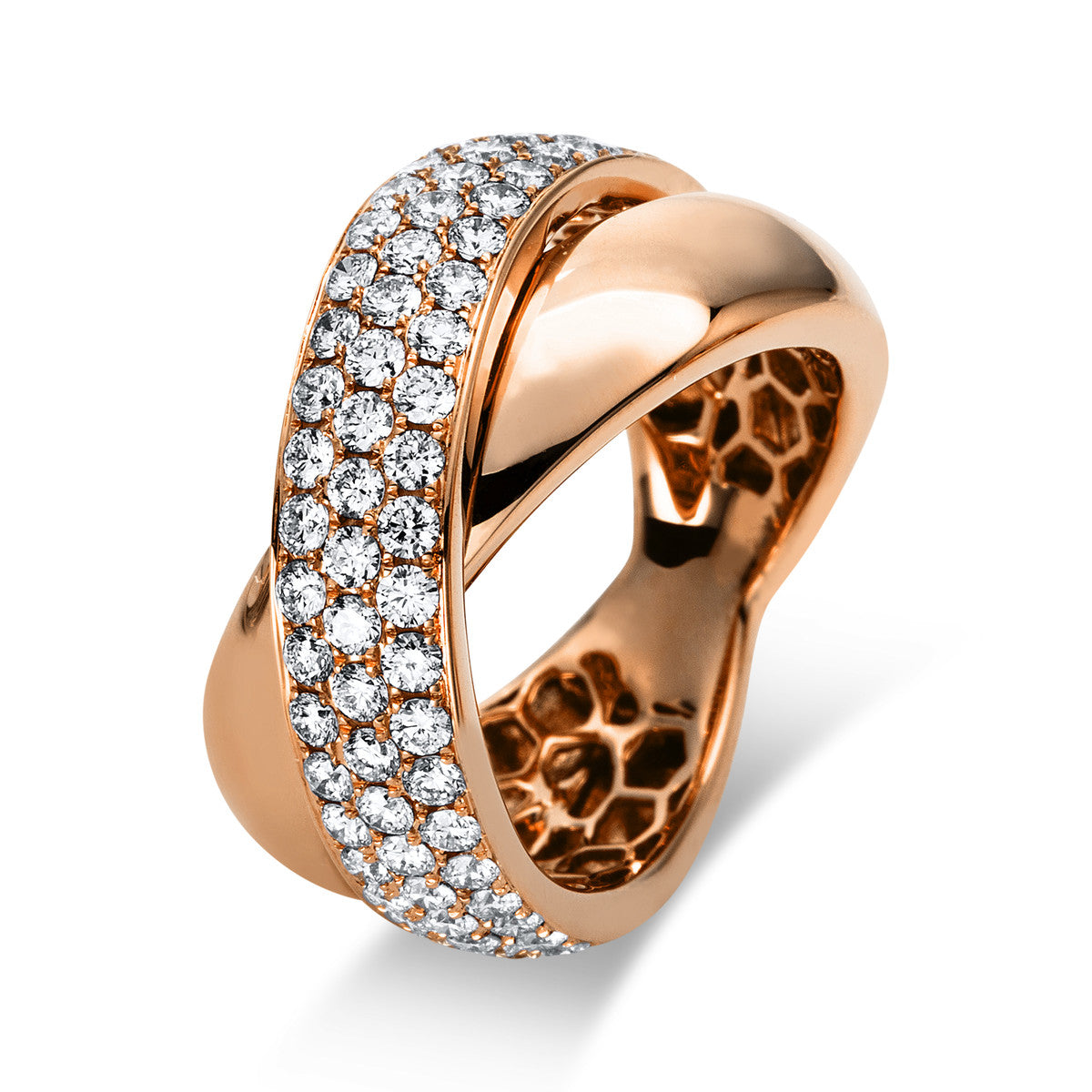 diamond full cut  pavé ring in red gold