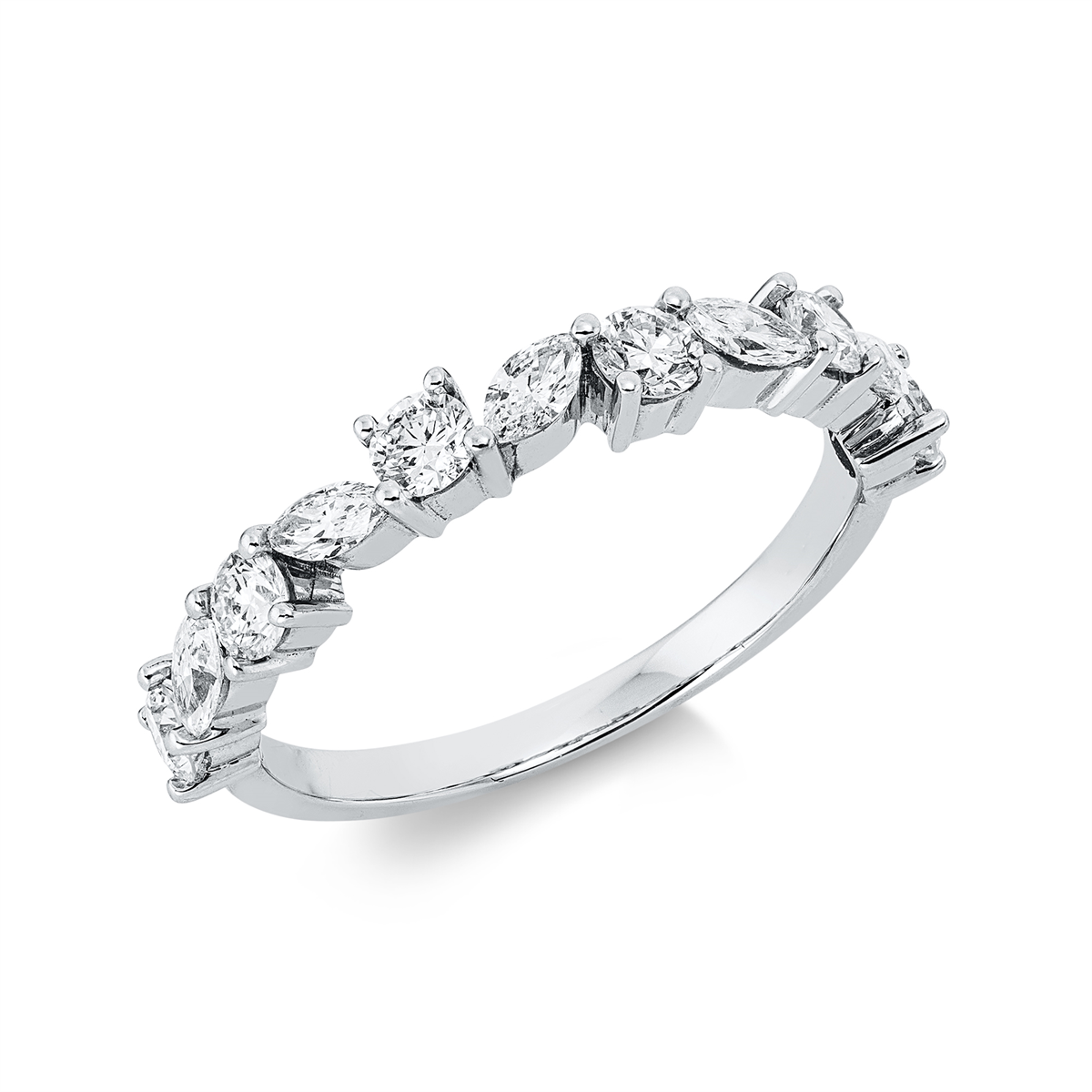 diamond full cut  modern woman ring in white gold