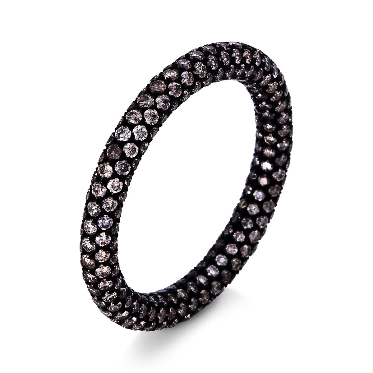 diamond full cut  pavé ring in white gold