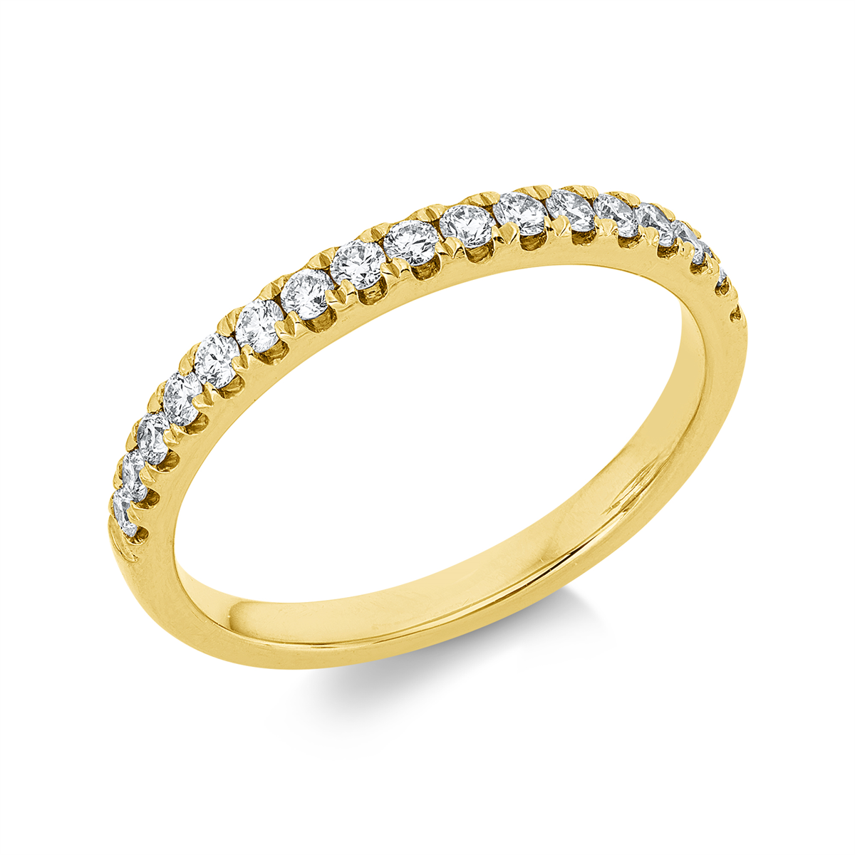diamond full cut  eternity half ring in yellow gold