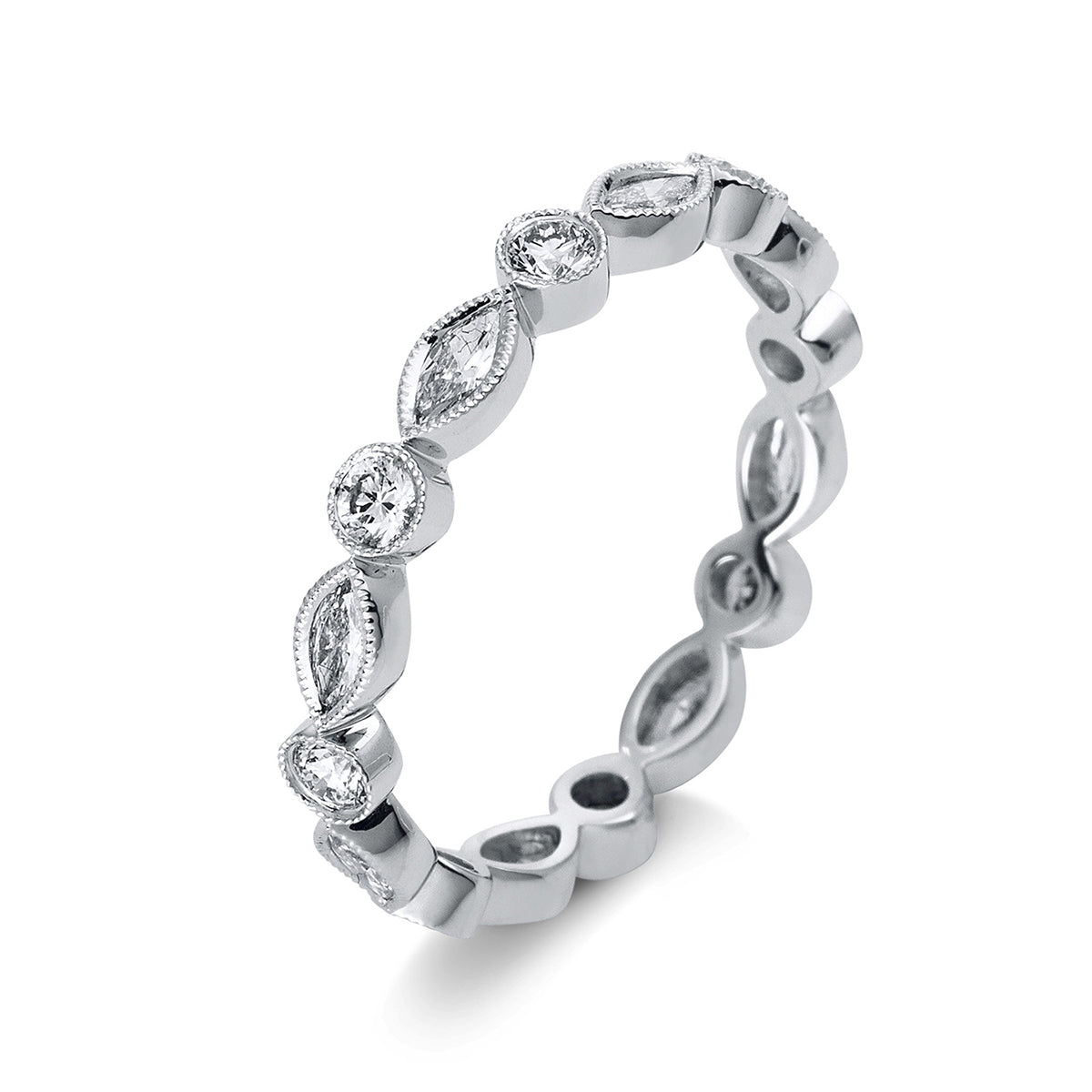 diamond full cut  modern woman ring in white gold