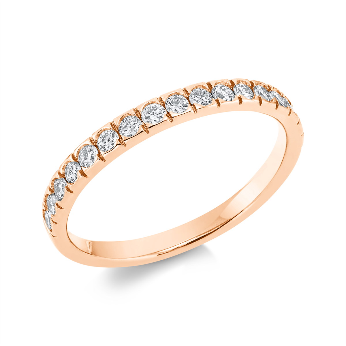 diamond full cut  eternity half ring in red gold