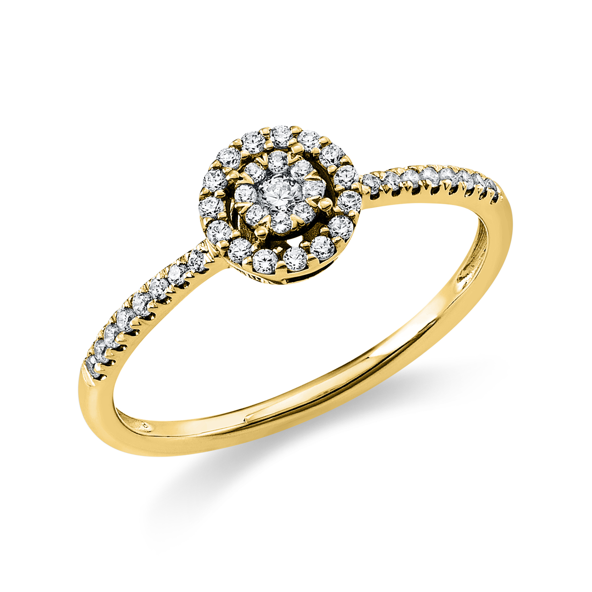 diamond full cut  illusion classic ring in yellow gold