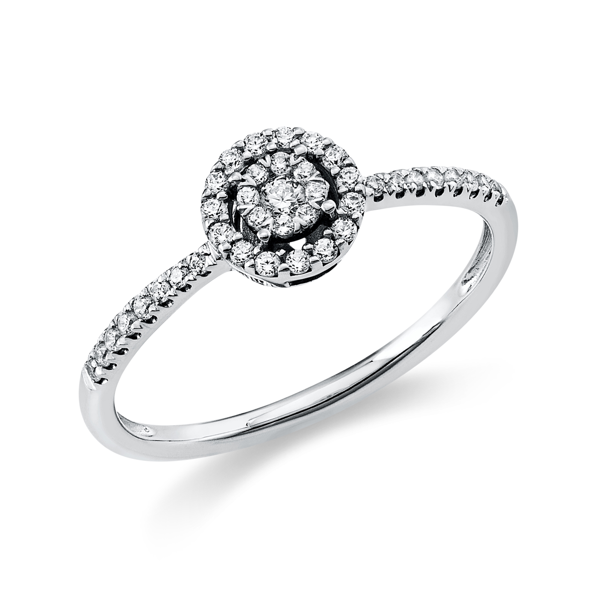 diamond full cut  illusion classic ring in white gold