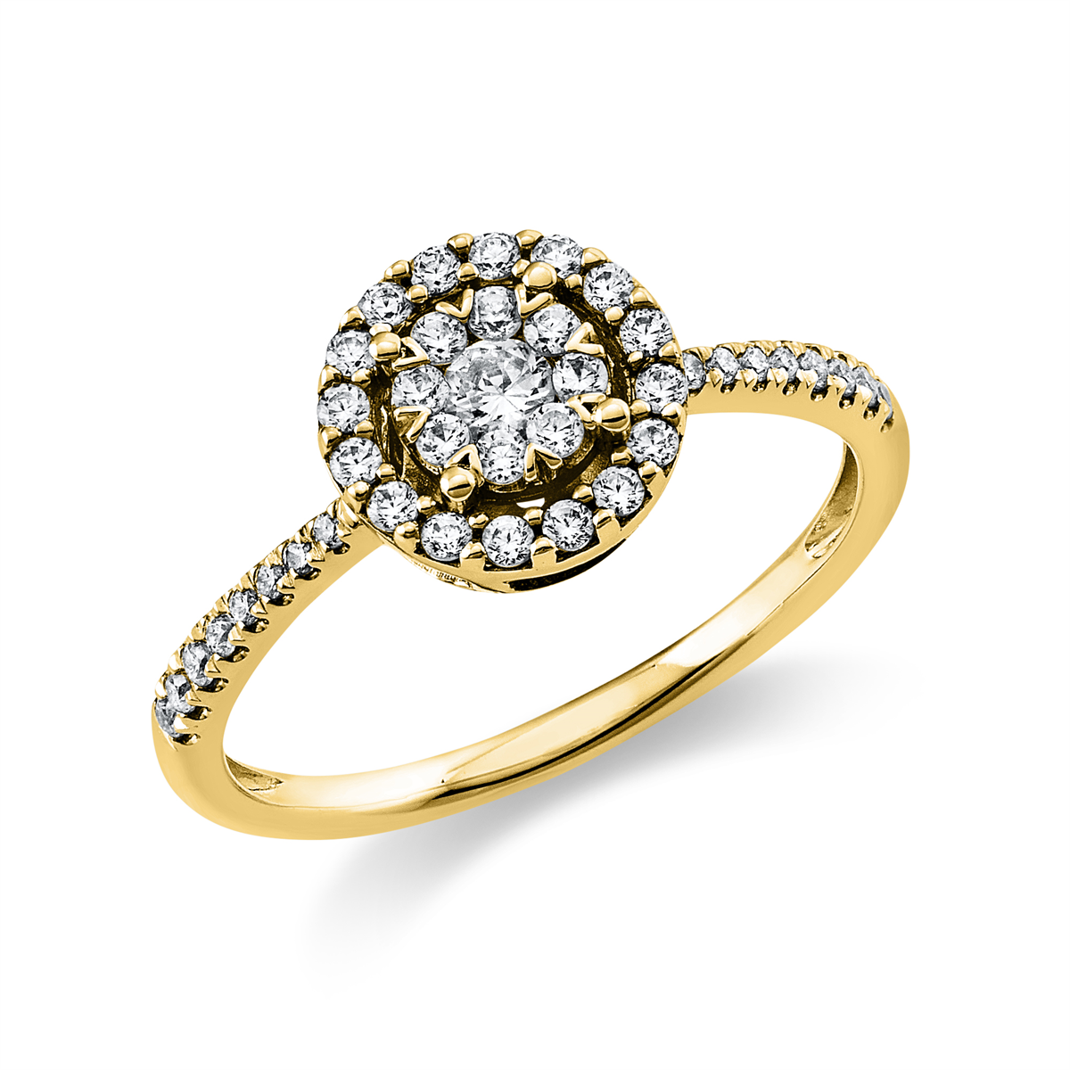 diamond full cut  illusion classic ring in yellow gold