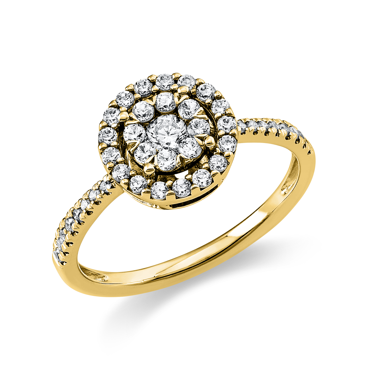 diamond full cut  illusion classic ring in yellow gold