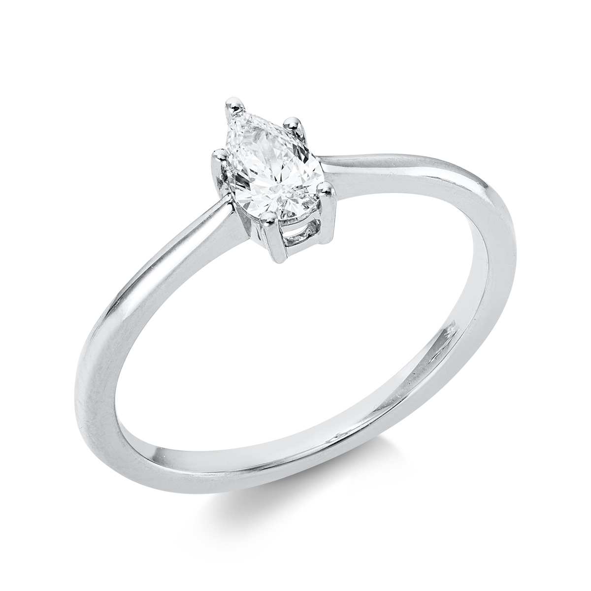 pear shape  solitaire ring in white gold platinum 950
