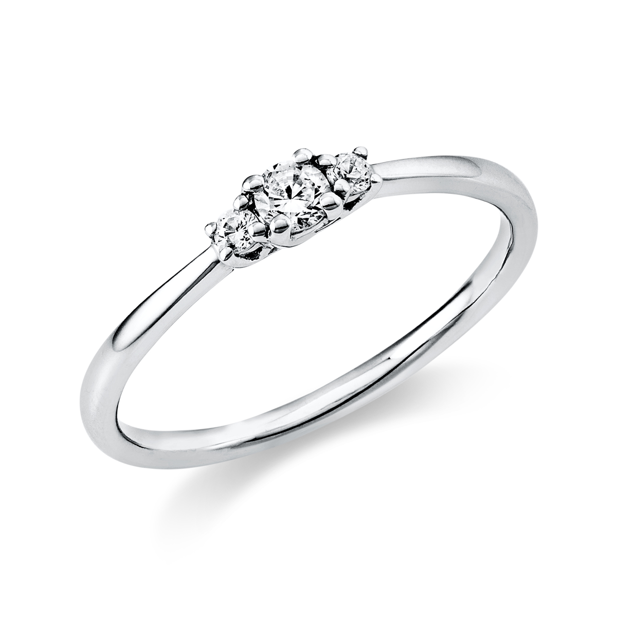 diamond full cut  solitaire with accent stones ring in white gold