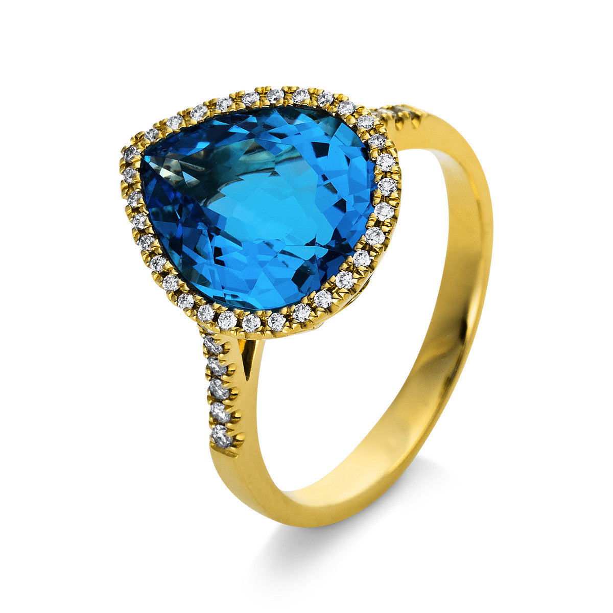 diamond full cut topaz colored stone fashion ring in yellow gold
