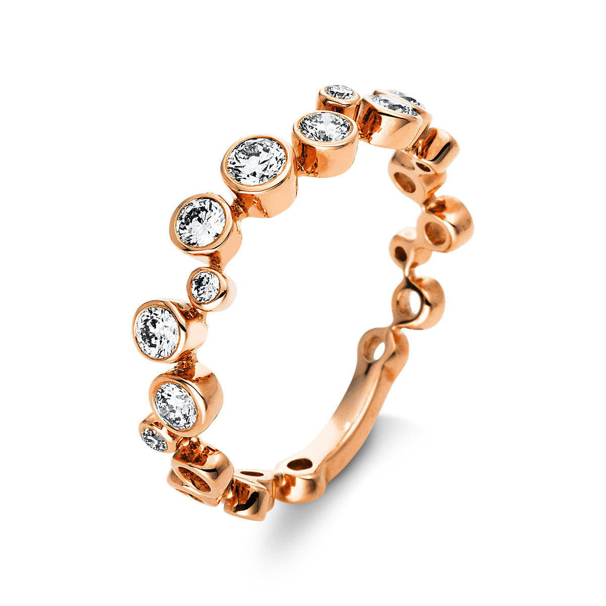 diamond full cut  modern woman ring in red gold