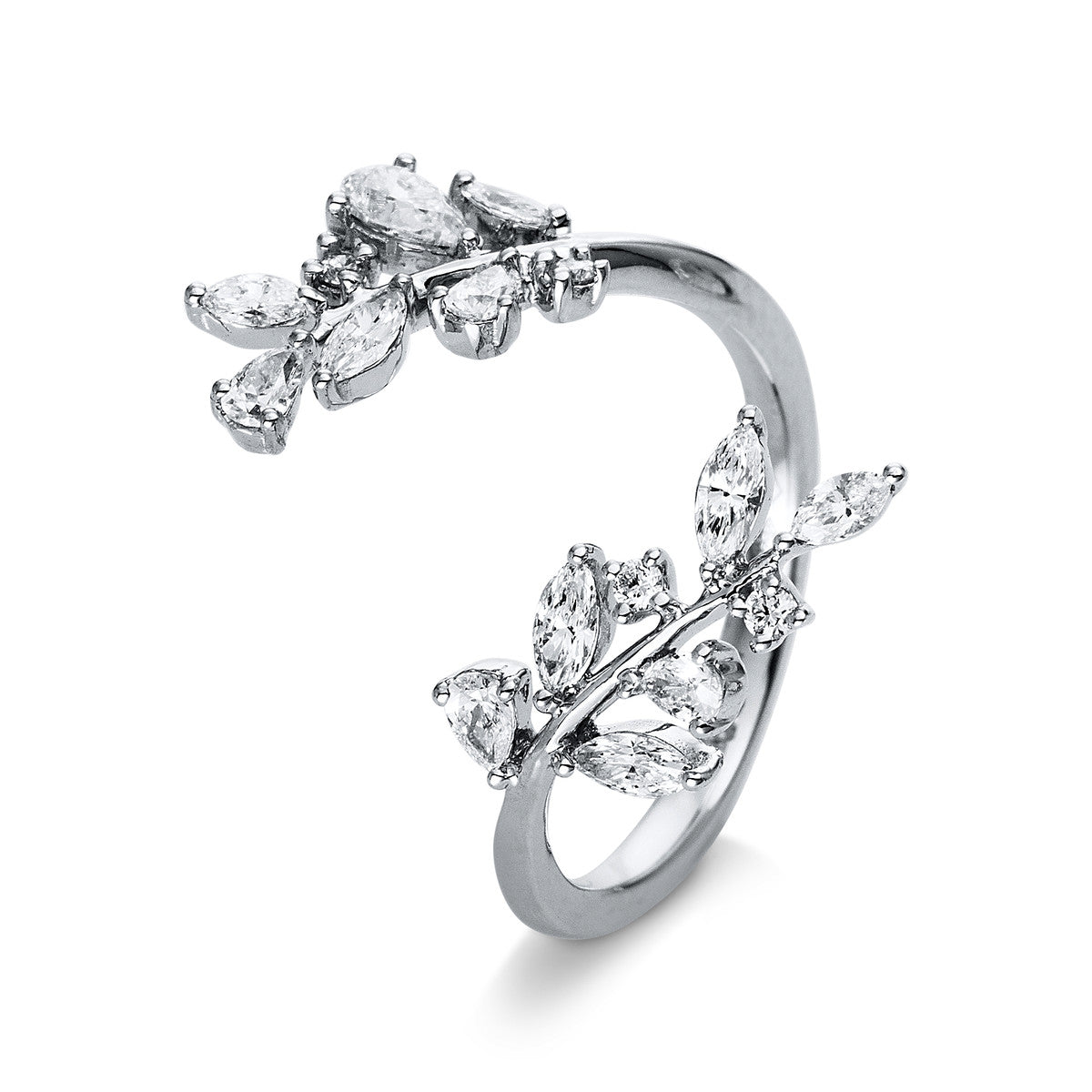 diamond full cut  modern woman ring in white gold
