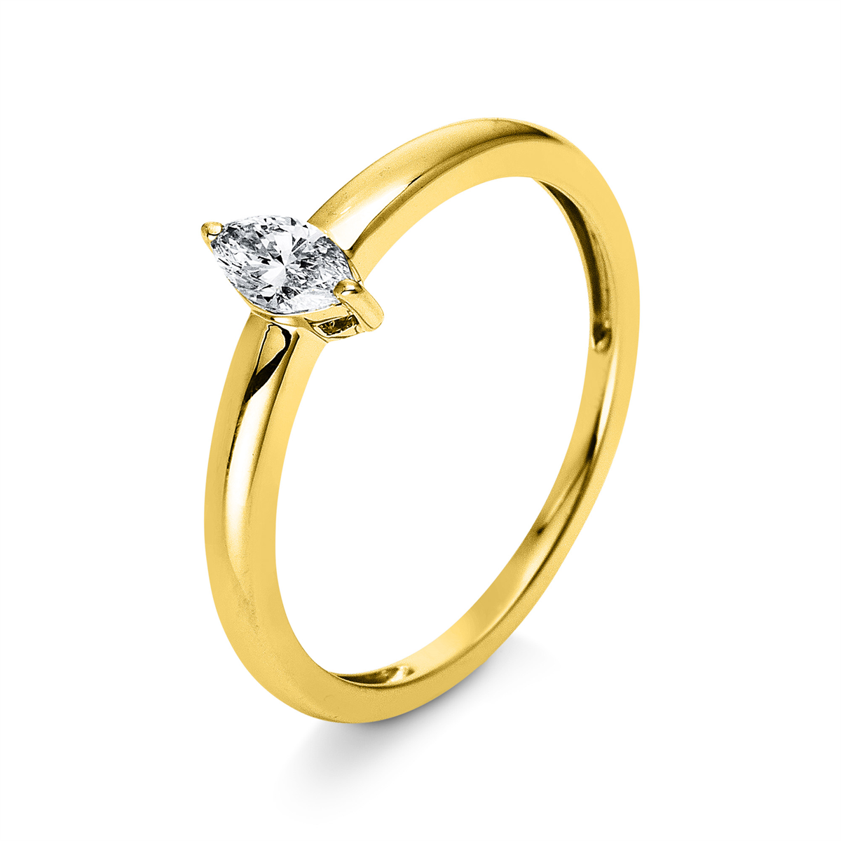 marquise  solitaire ring in yellow gold