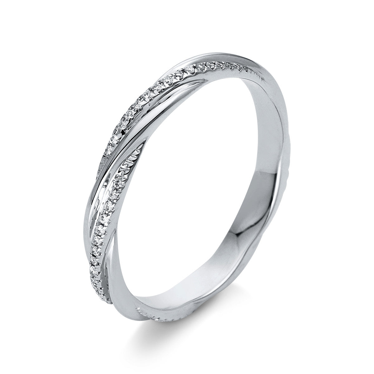 diamond full cut  modern woman ring in white gold
