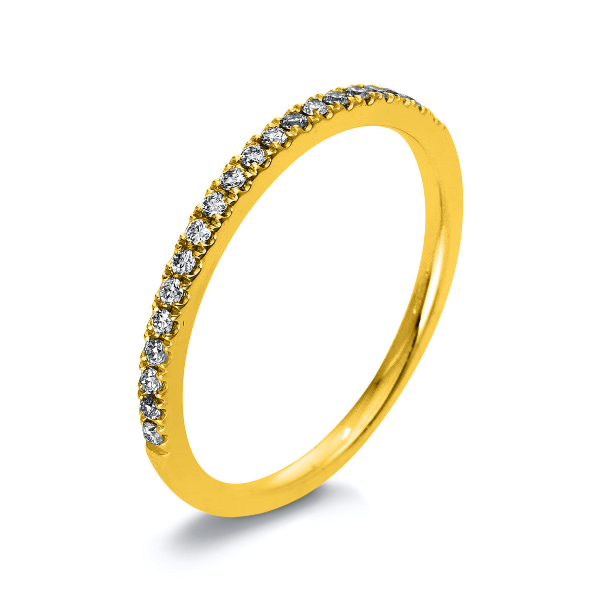diamond full cut  eternity half ring in yellow gold