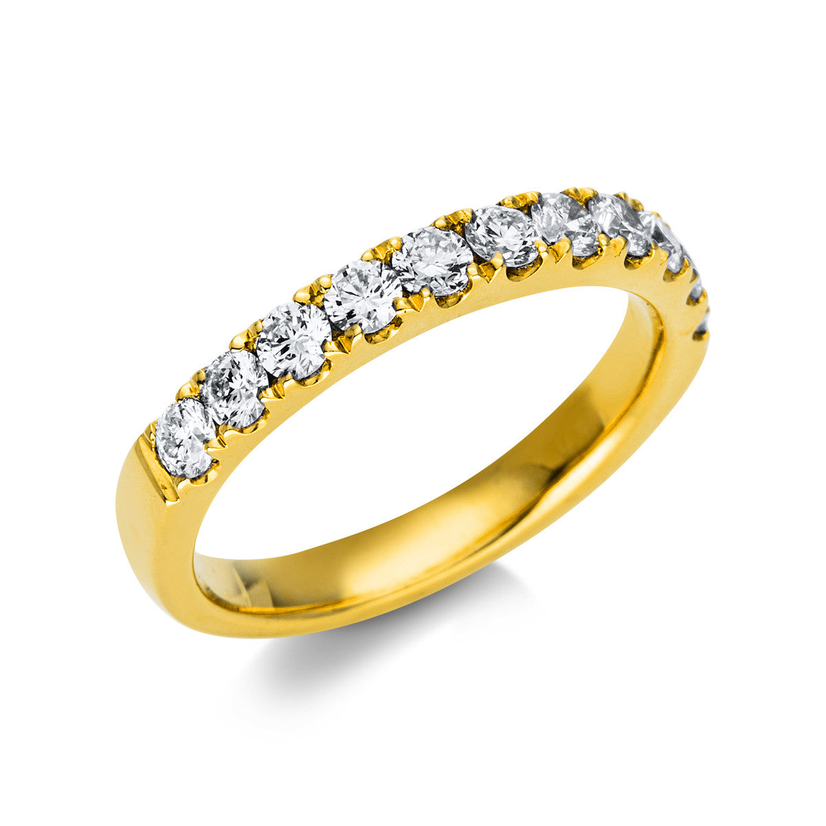 diamond full cut  eternity half ring in yellow gold