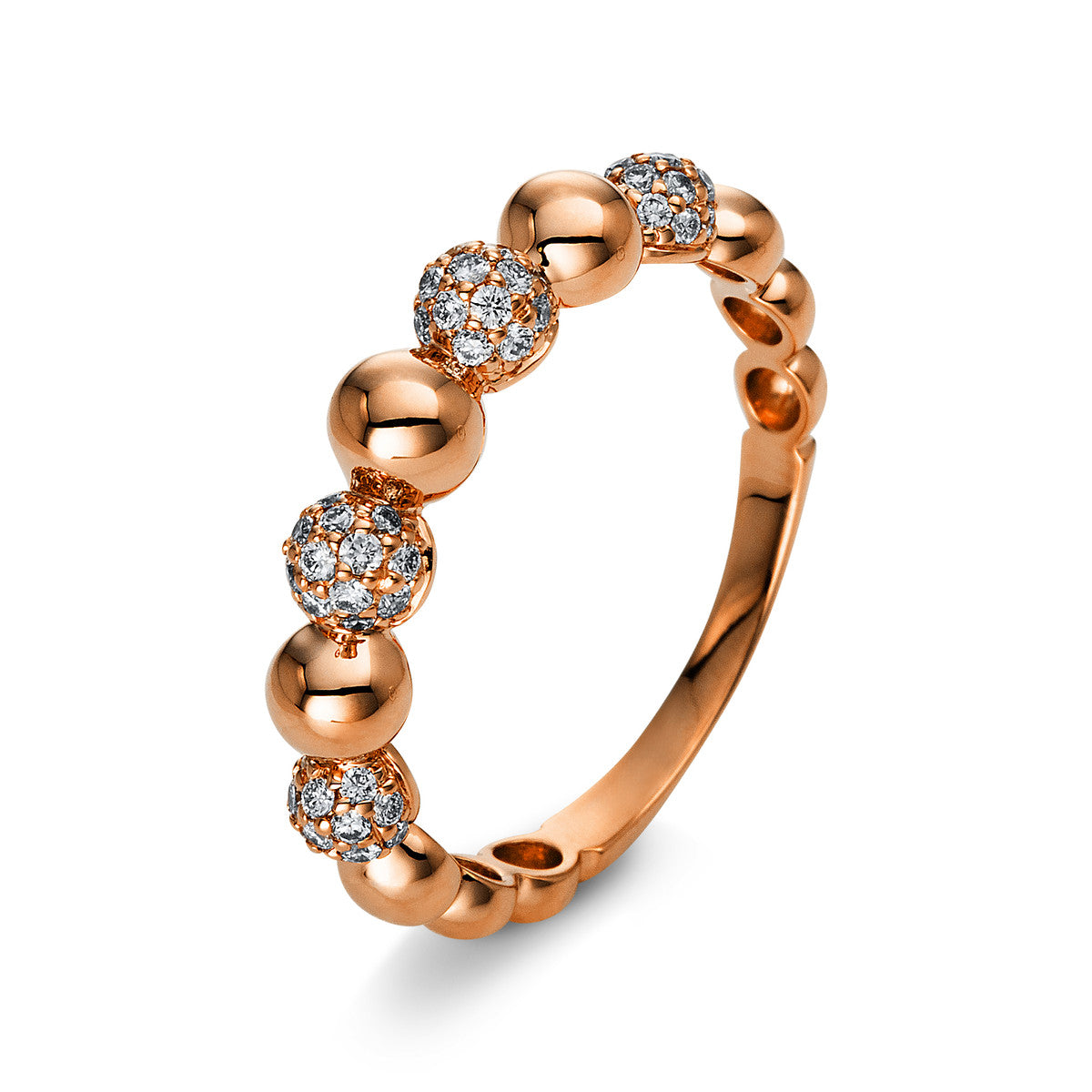 diamond full cut  pavé ring in red gold