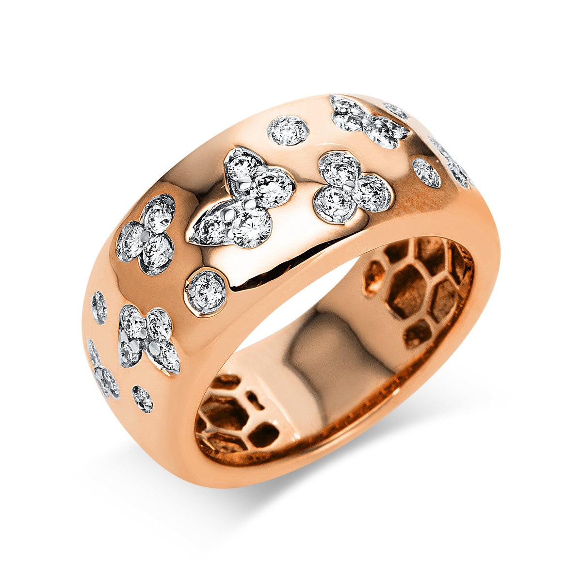 diamond full cut  multi-stone ring in red gold / white gold