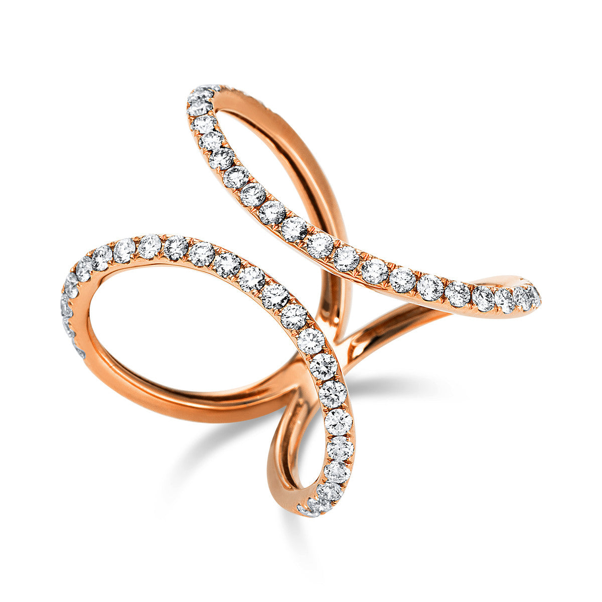 diamond full cut  modern woman ring in red gold