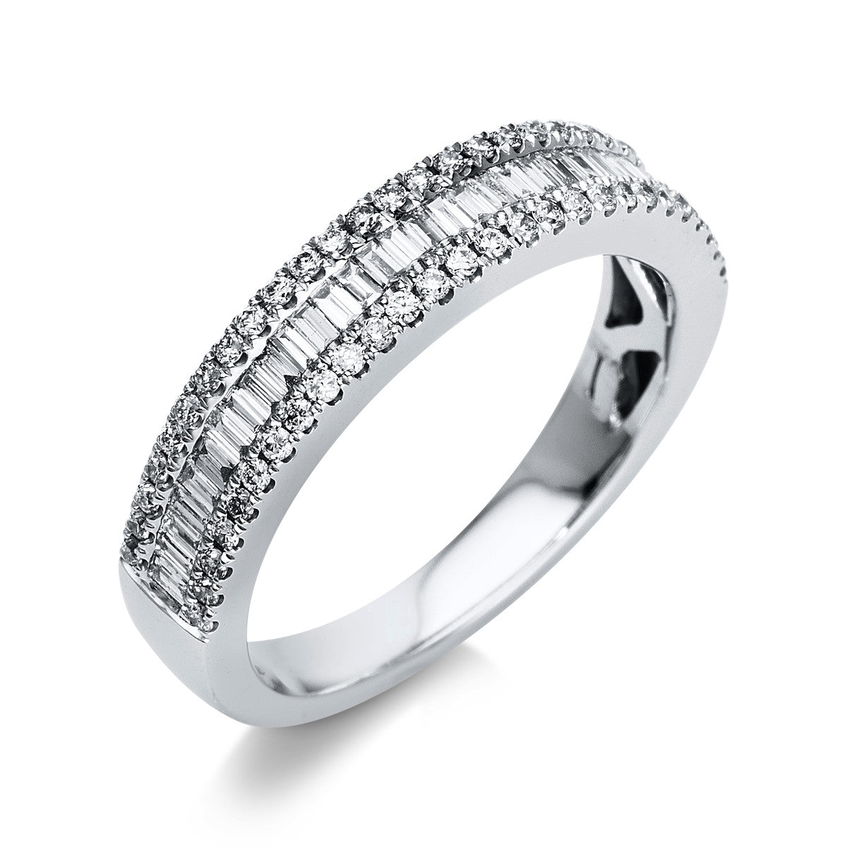 diamond full cut  eternity half ring in white gold