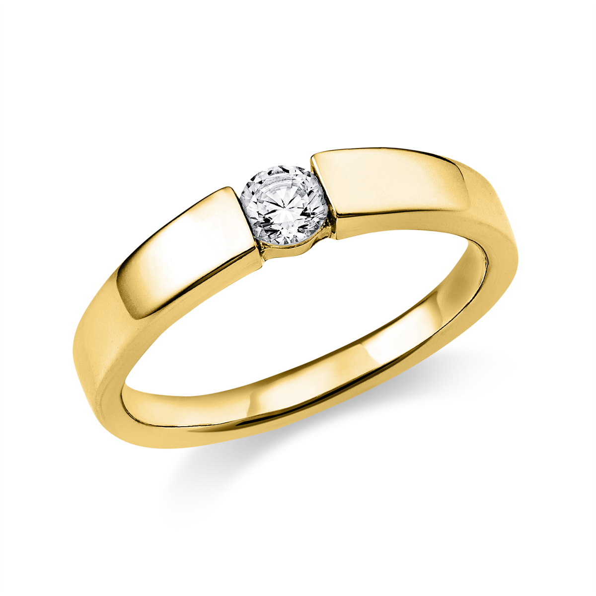 diamond full cut  solitaire ring in yellow gold