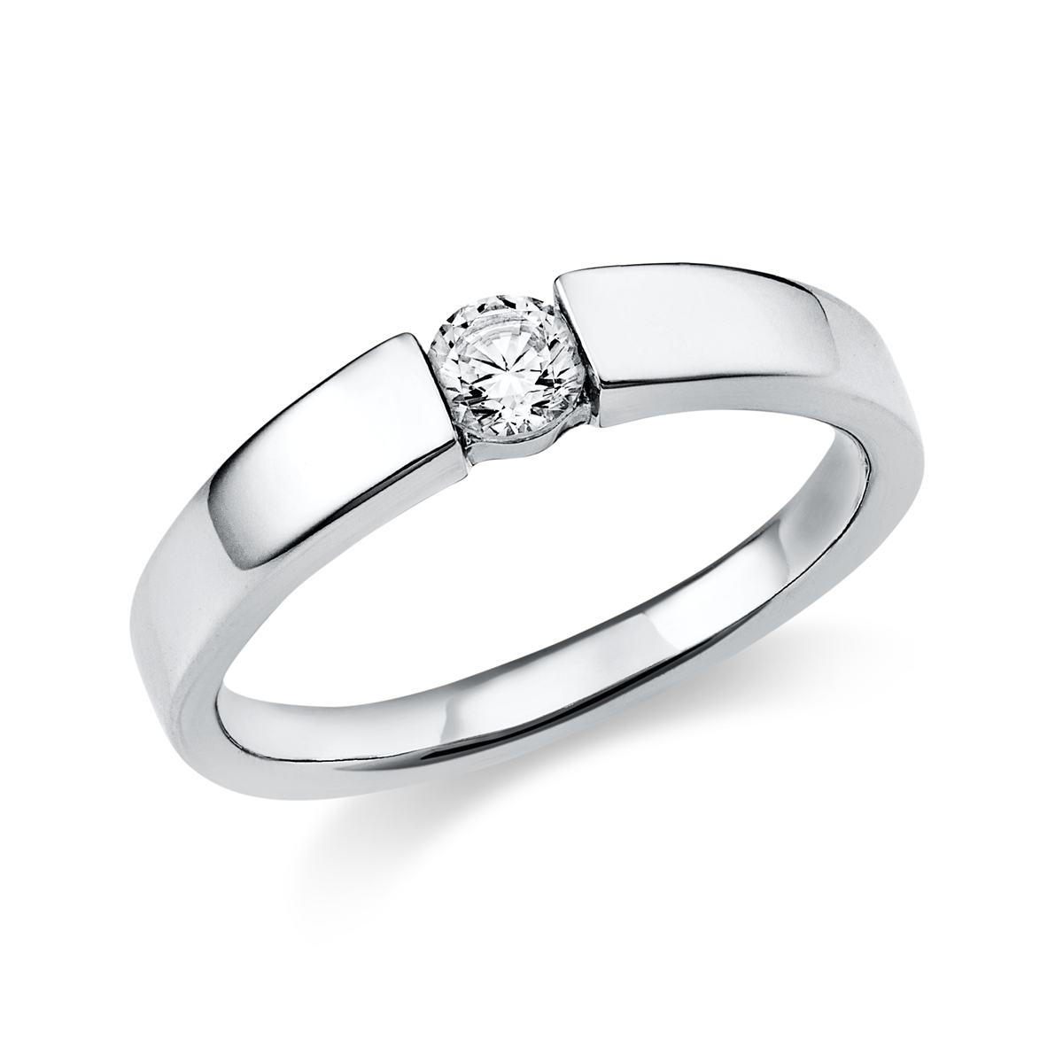 diamond full cut  solitaire ring in white gold