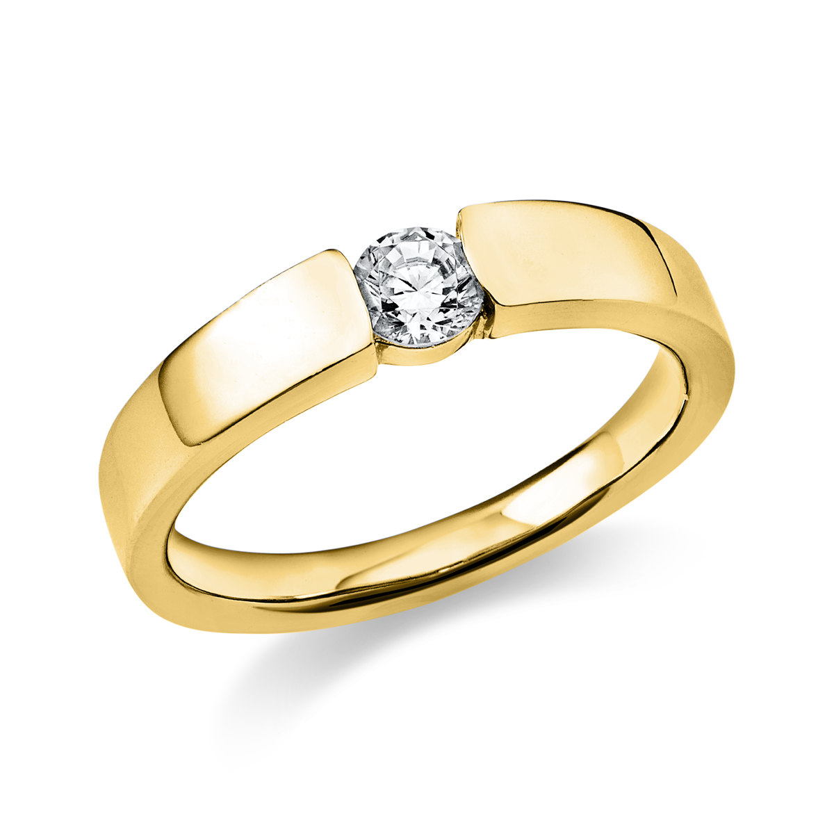 diamond full cut  solitaire ring in yellow gold