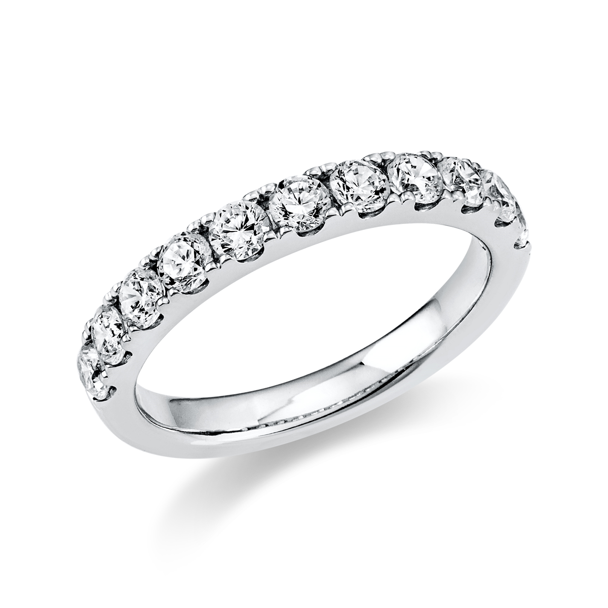 diamond full cut  eternity half ring in white gold