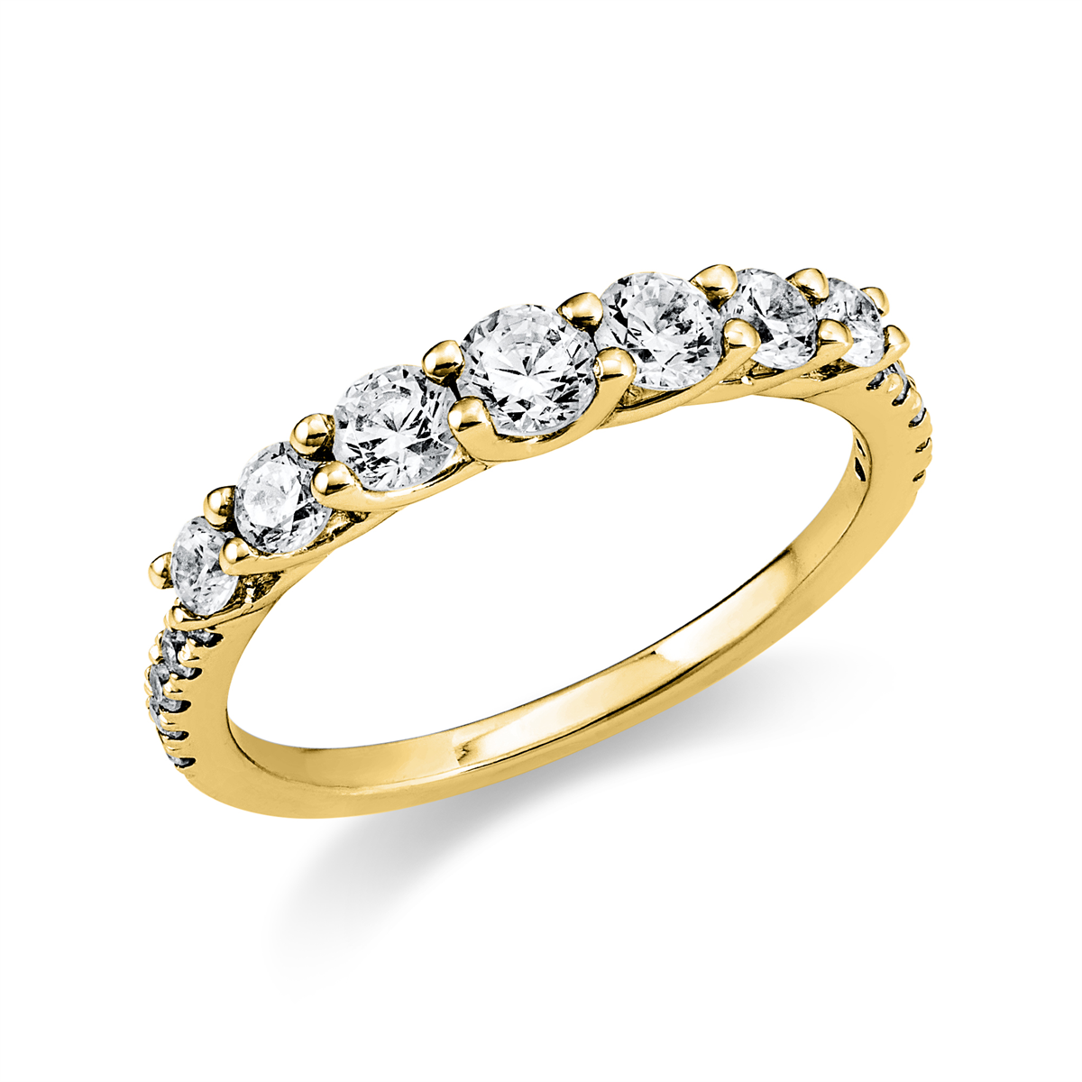 diamond full cut  eternity half ring in yellow gold