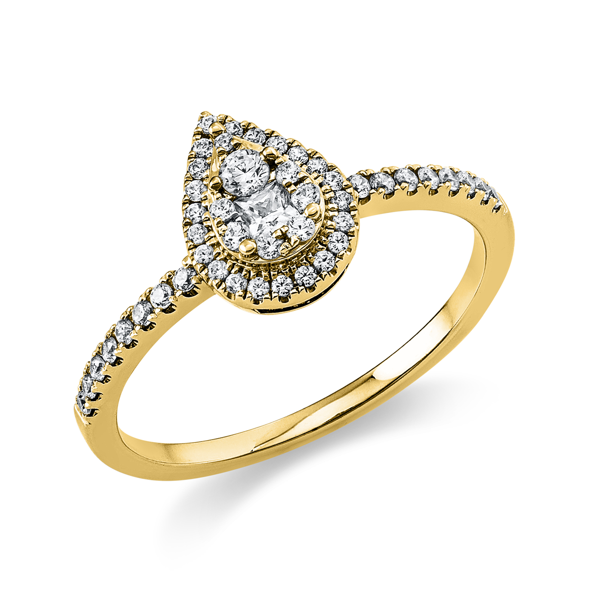 diamond full cut  illusion classic ring in yellow gold