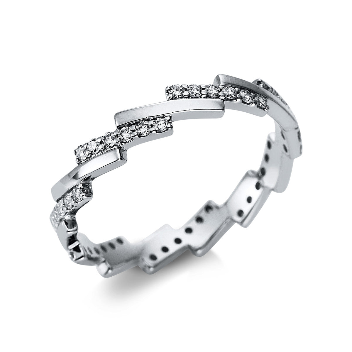 diamond full cut  modern woman ring in white gold