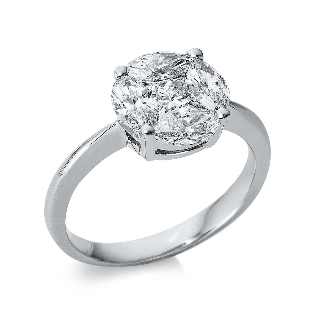 princess  illusion classic ring in white gold