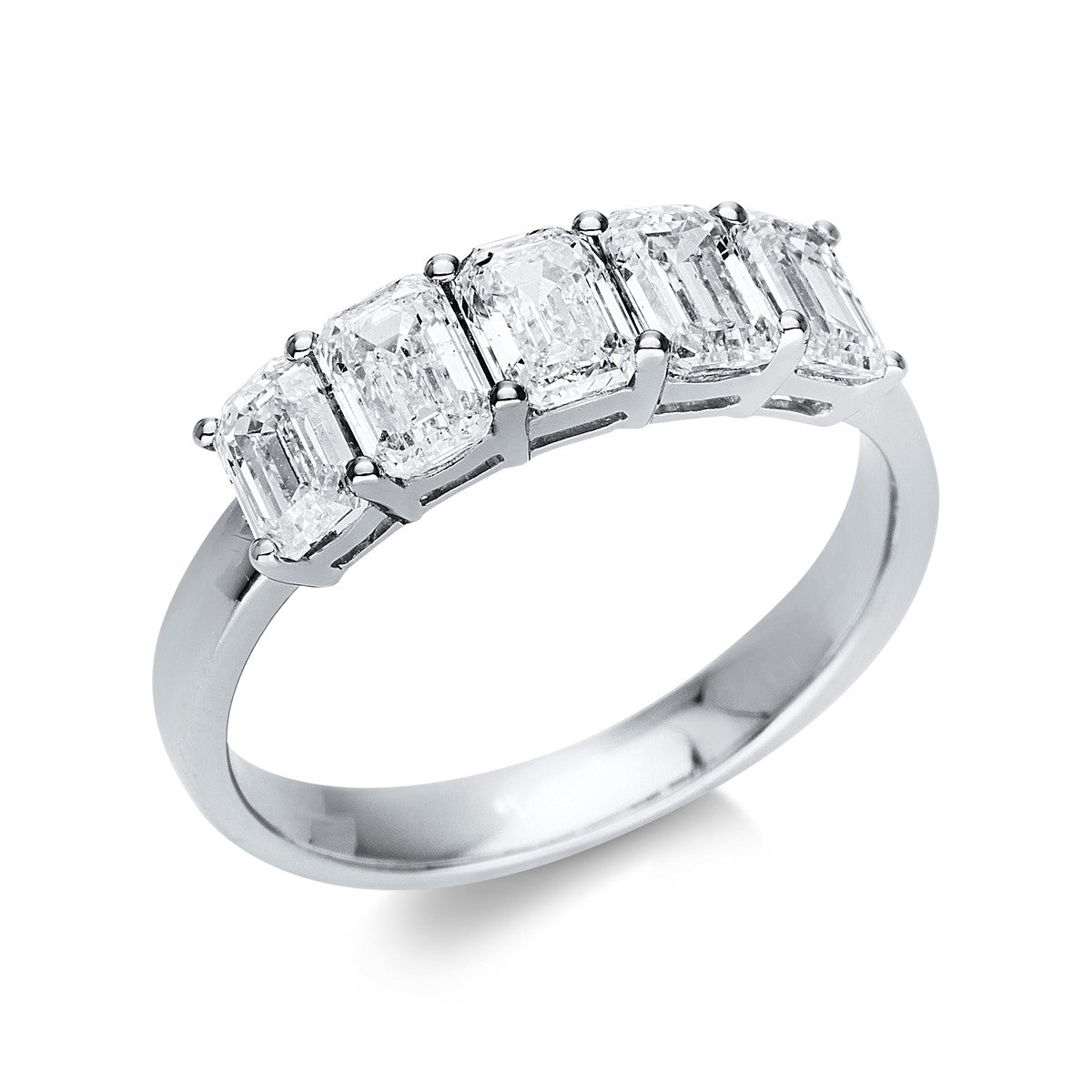emerald cut  eternity half ring in white gold