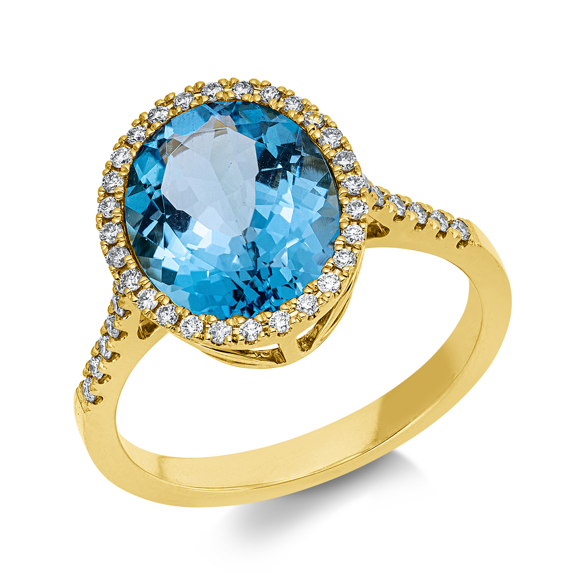 diamond full cut topaz colored stone classic ring in yellow gold