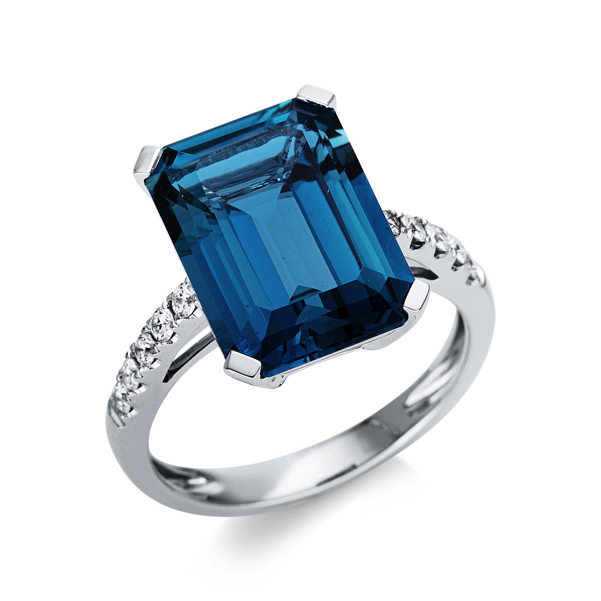 diamond full cut topaz colored stone fashion ring in white gold