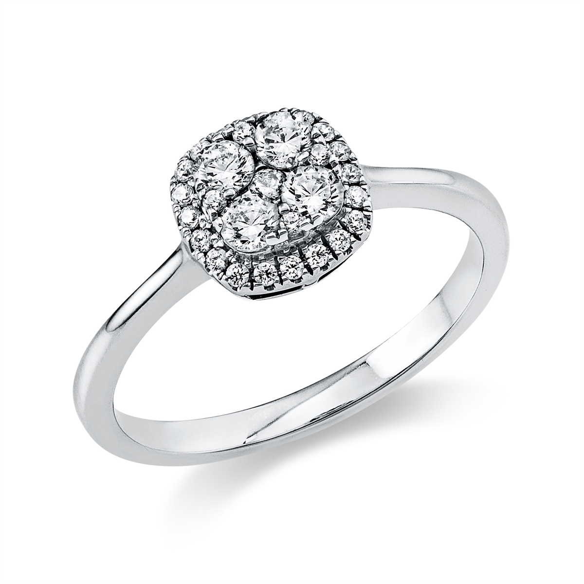 diamond full cut  illusion classic ring in white gold
