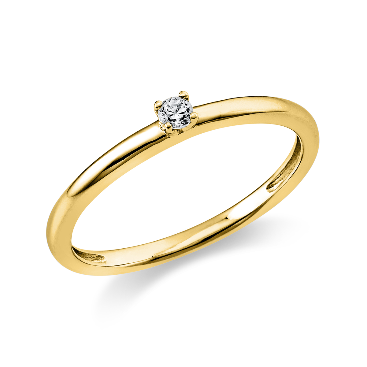 diamond full cut  solitaire ring in yellow gold