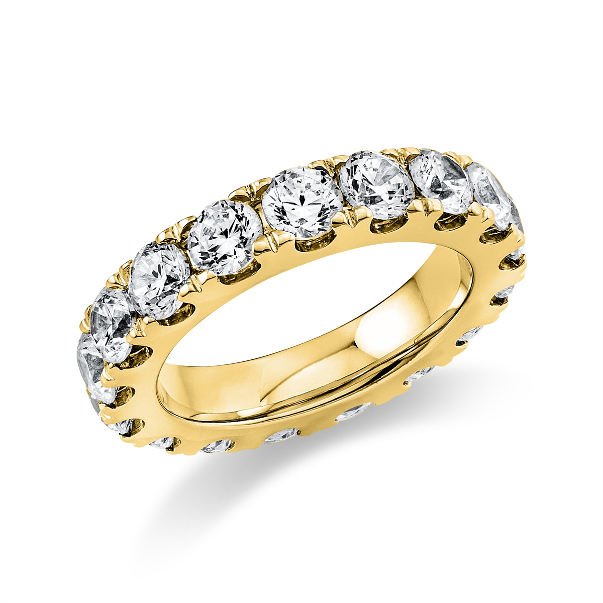 diamond full cut  eternity full ring in yellow gold