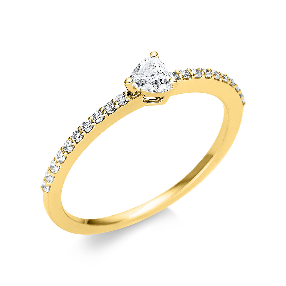 diamond full cut  solitaire with accent stones ring in yellow gold