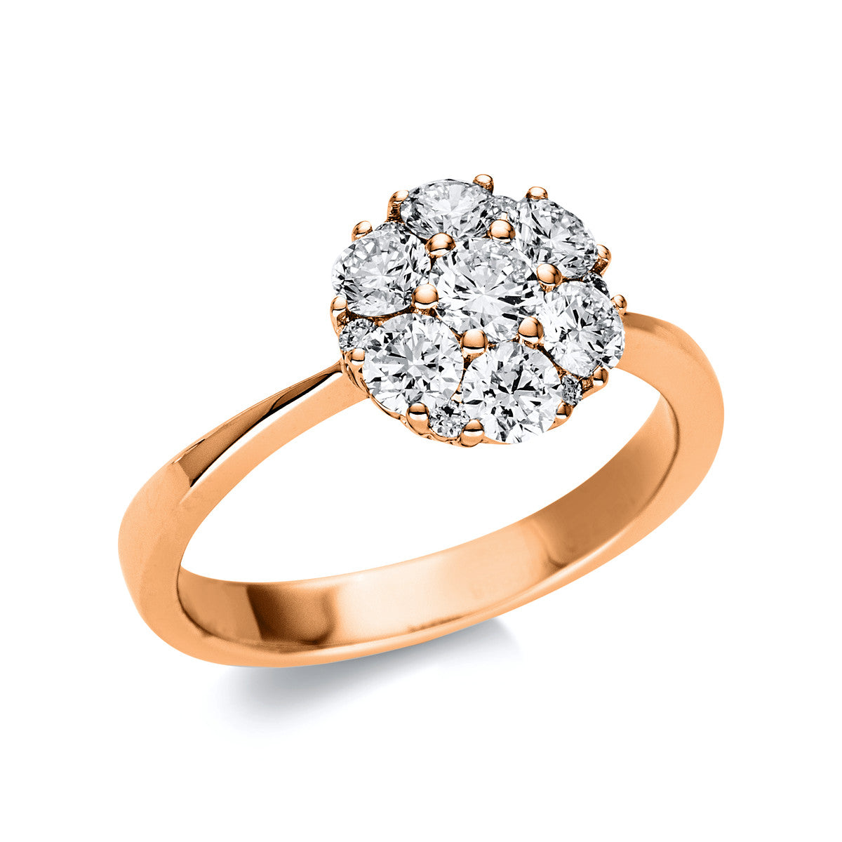 diamond full cut  illusion classic ring in red gold