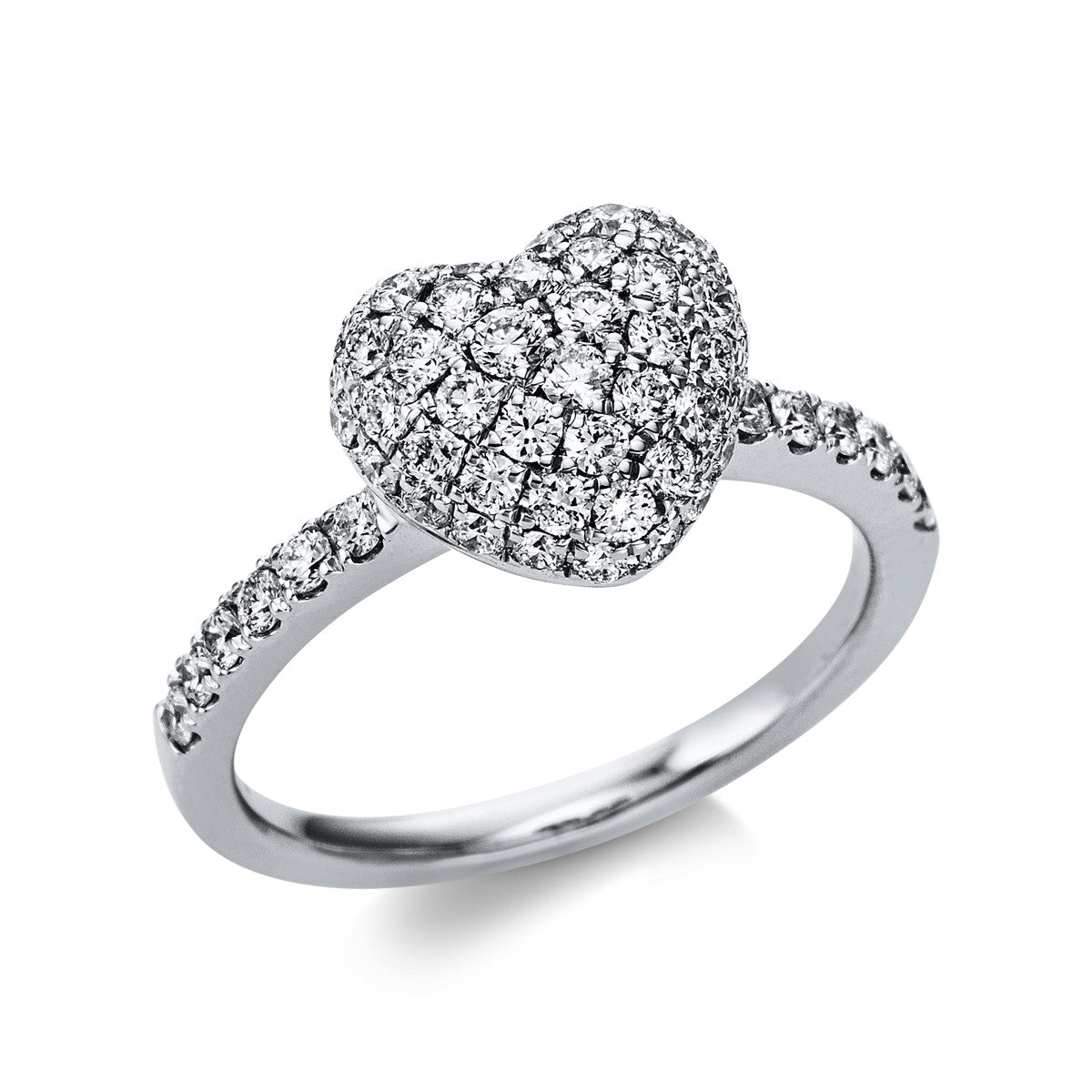 diamond full cut  pavé ring in white gold
