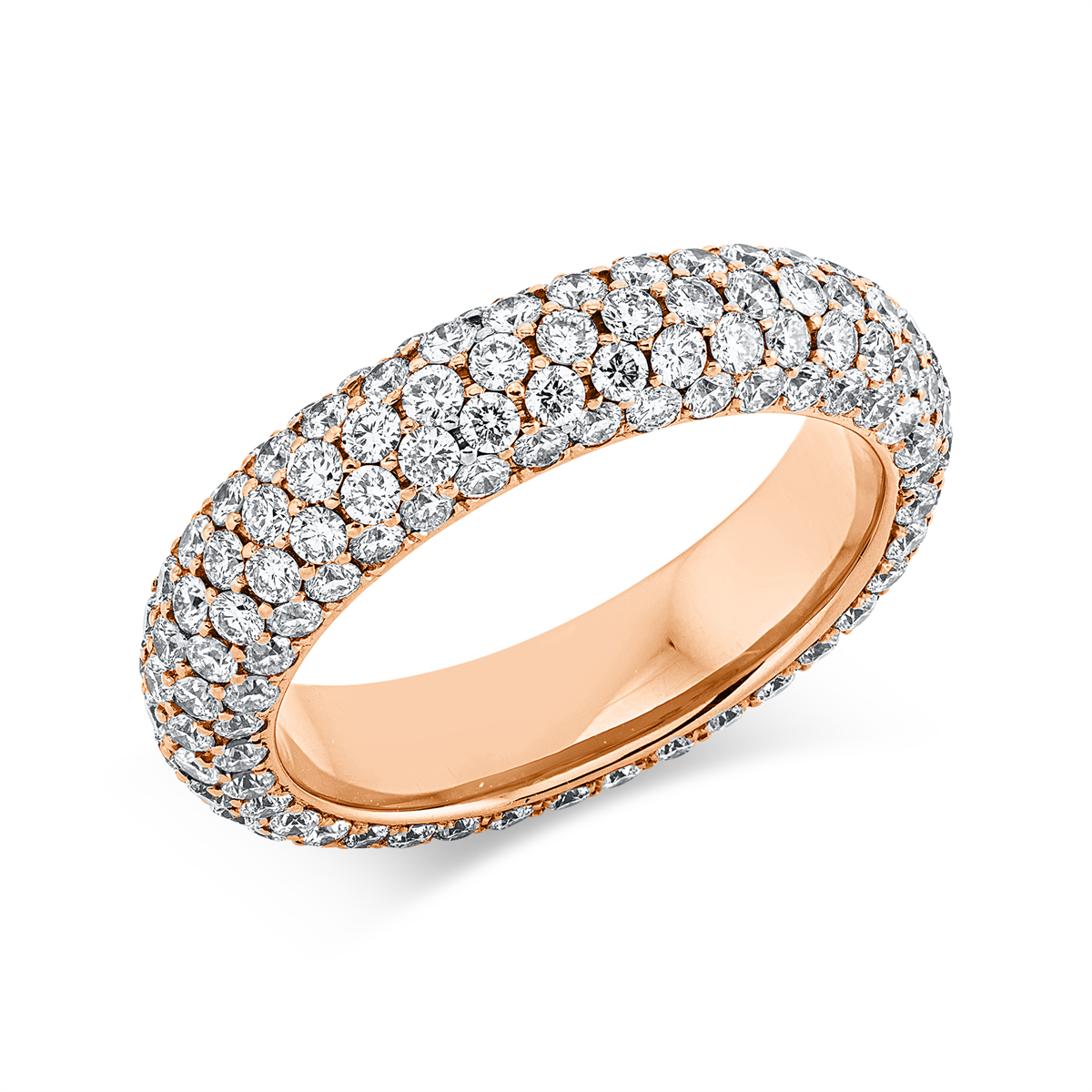 diamond full cut  pavé ring in red gold